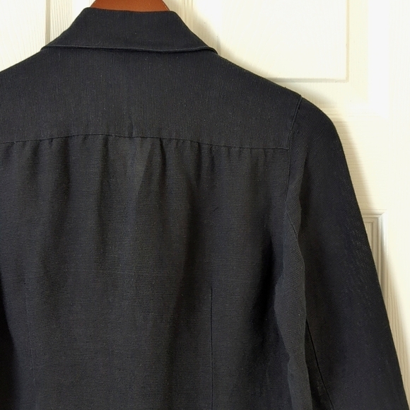 Nic + Zoe Silk & Linen Blend Quarter Sleeve Button Down Tie Front Top Black SP - Picture 11 of 11